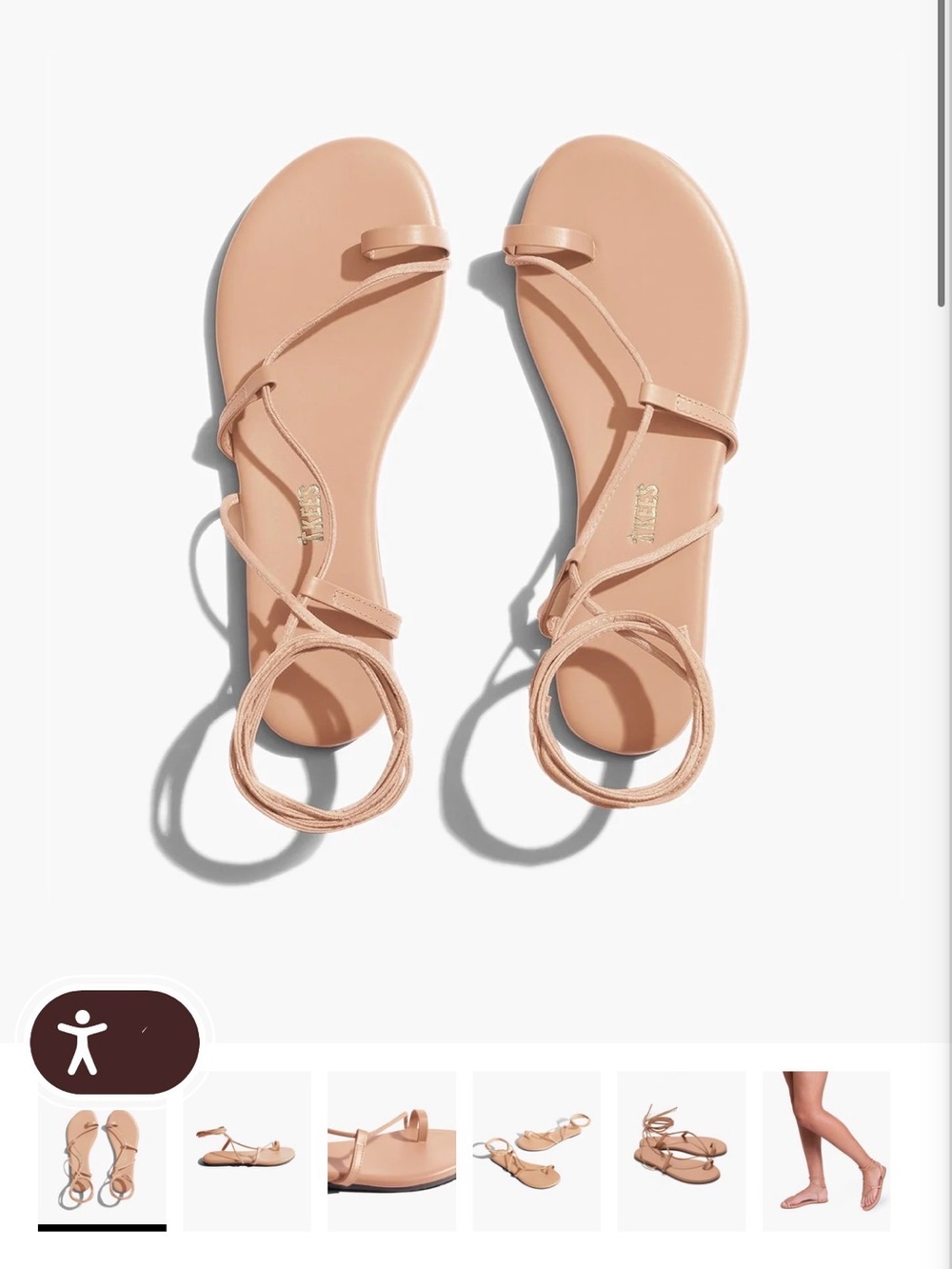 Tkees Metallic Rose Gold Lace-Up Sandals
